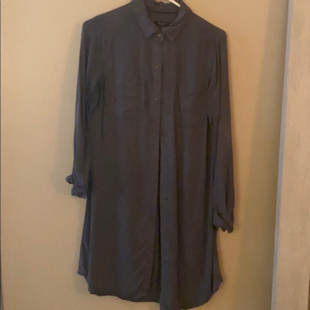 Bottom down, denim shirt dress